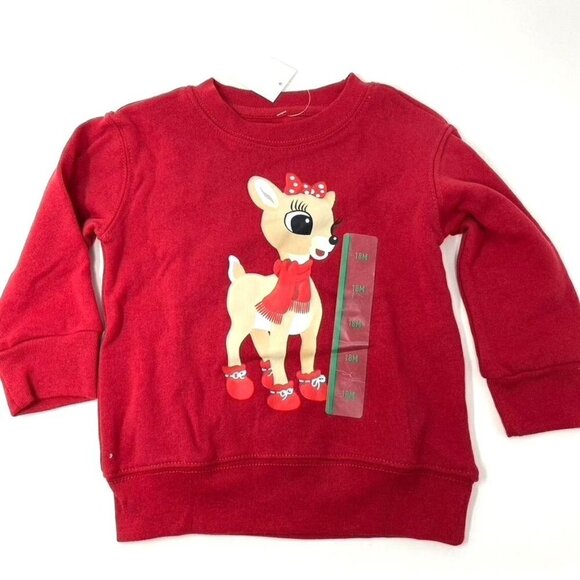 Toddler Rudolph The Red-Nosed Reindeer Clarice Crewneck Sweatshirt  Red 18M - Picture 1 of 4